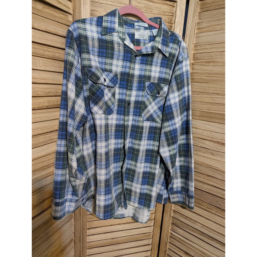 Vtg Sears  Perma-Prest Button Up Shirt Long Sleeve Plaid Mens Sz X-Large